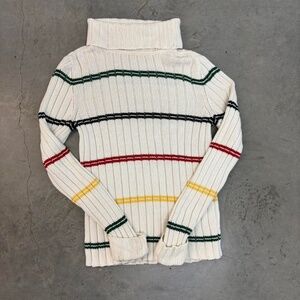 TH Color Stripped Knitted Turtleneck Sweater
